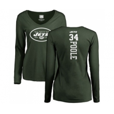 Football Women's New York Jets #34 Brian Poole Green Backer Long Sleeve T-Shirt