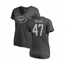 Football Women's New York Jets #47 Trevon Wesco Ash One Color T-Shirt