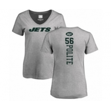Football Women's New York Jets #56 Jachai Polite Ash Backer T-Shirt