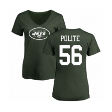 Football Women's New York Jets #56 Jachai Polite Green Name & Number Logo T-Shirt