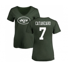 Football Women's New York Jets #7 Chandler Catanzaro Green Name & Number Logo T-Shirt