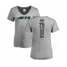 Football Women's New York Jets #75 Chuma Edoga Ash Backer T-Shirt