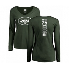 Football Women's New York Jets #75 Chuma Edoga Green Backer Long Sleeve T-Shirt