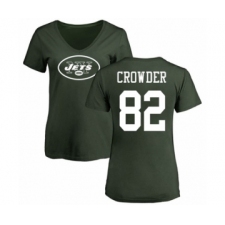 Football Women's New York Jets #82 Jamison Crowder Green Name & Number Logo T-Shirt