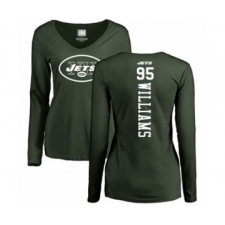 Football Women's New York Jets #95 Quinnen Williams Green Backer Long Sleeve T-Shirt