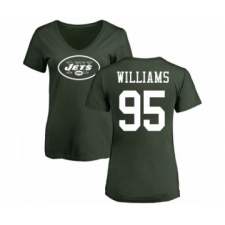 Football Women's New York Jets #95 Quinnen Williams Green Name & Number Logo T-Shirt