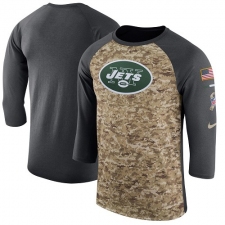 NFL Men's New York Jets Nike Camo Anthracite Salute to Service Sideline Legend Performance Three-Quarter Sleeve T-Shirt