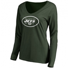 NFL Women's New York Jets Pro Line Green Primary Team Logo Slim Fit Long Sleeve T-Shirt