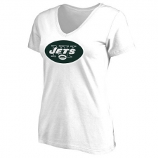 NFL Women's New York Jets White Primary Team Logo Slim Fit T-Shirt