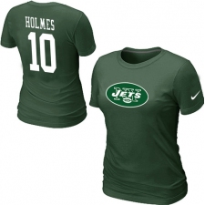 Nike New York Jets #10 Santonio Holmes Name & Number Women's NFL T-Shirt - Green