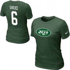 Nike New York Jets #6 Mark Sanchez Name & Number Women's NFL T-Shirt - Green