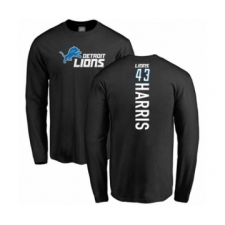 Football Detroit Lions #43 Will Harris Black Backer Long Sleeve T-Shirt