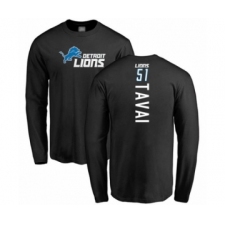 Football Detroit Lions #51 Jahlani Tavai Black Backer Long Sleeve T-Shirt