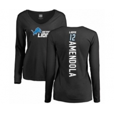 Football Women's Detroit Lions #12 Danny Amendola Black Backer Long Sleeve T-Shirt