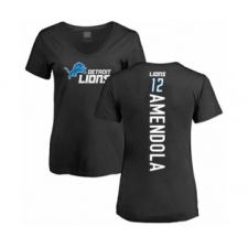 Football Women's Detroit Lions #12 Danny Amendola Black Backer T-Shirt