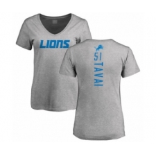Football Women's Detroit Lions #51 Jahlani Tavai Ash Backer T-Shirt