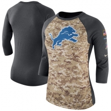 NFL Women's Detroit Lions Nike Camo Charcoal Salute to Service Legend Three-Quarter Raglan Sleeve T-Shirt
