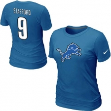 Nike Detroit Lions #9 Matthew Stafford Name & Number Women's NFL T-Shirt - Light Blue
