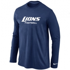Nike Detroit Lions Authentic Font Long Sleeve NFL T-Shirt - Dark Blue