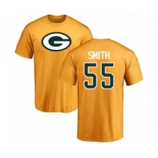 Football Green Bay Packers #55 Za'Darius Smith Gold Name & Number Logo T-Shirt
