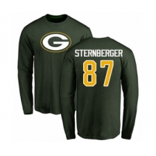 Football Green Bay Packers #87 Jace Sternberger Green Name & Number Logo Long Sleeve T-Shirt