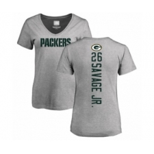 Football Women's Green Bay Packers #26 Darnell Savage Jr. Ash Backer V-Neck T-Shirt