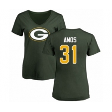 Football Women's Green Bay Packers #31 Adrian Amos Green Name & Number Logo T-Shirt