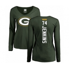 Football Women's Green Bay Packers #74 Elgton Jenkins Green Backer Long Sleeve T-Shirt