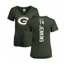 Football Women's Green Bay Packers #74 Elgton Jenkins Green Backer T-Shirt