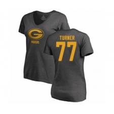Football Women's Green Bay Packers #77 Billy Turner Ash One Color T-Shirt