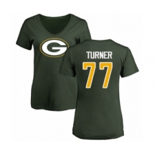 Football Women's Green Bay Packers #77 Billy Turner Green Name & Number Logo T-Shirt