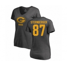 Football Women's Green Bay Packers #87 Jace Sternberger Ash One Color T-Shirt