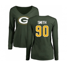 Football Women's Green Bay Packers #90 Za'Darius Smith Green Name & Number Logo Long Sleeve T-Shirt