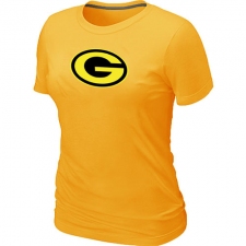 Green Bay Packers Women's Neon Logo Charcoal NFL T-Shirt - Yellow