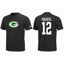 Nike Green Bay Packers #12 Aaron Rodgers Name & Number NFL T-Shirt - Black