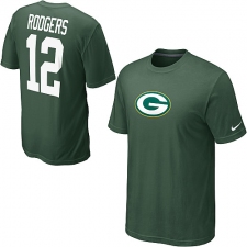 Nike Green Bay Packers #12 Aaron Rodgers Name & Number NFL T-Shirt - Green
