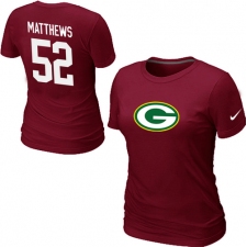 Nike Green Bay Packers #52 Clay Matthews Name & Number Women's NFL T-Shirt - Red