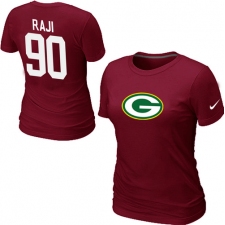 Nike Green Bay Packers #90 B.J. Raji Name & Number Women's NFL T-Shirt - Red