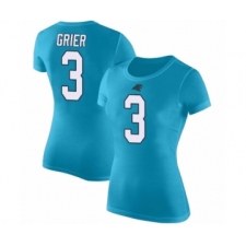 Football Women's Carolina Panthers #3 Will Grier Blue Rush Pride Name & Number T-Shirt
