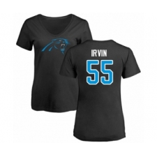 Football Women's Carolina Panthers #55 Bruce Irvin Black Name & Number Logo Slim Fit T-Shirt
