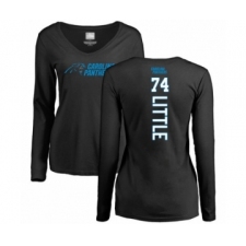 Football Women's Carolina Panthers #74 Greg Little Black Backer Slim Fit Long Sleeve T-Shirt