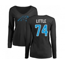 Football Women's Carolina Panthers #74 Greg Little Black Name & Number Logo Slim Fit Long Sleeve T-Shirt