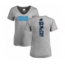 Football Women's Carolina Panthers #93 Gerald McCoy Ash Backer V-Neck T-Shirt