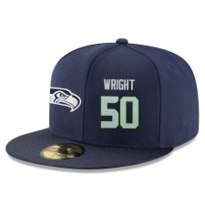 NFL Seattle Seahawks #50 K.J. Wright Stitched Snapback Adjustable Player Hat - Navy/Grey