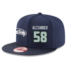 NFL Seattle Seahawks #58 D.J. Alexander Stitched Snapback Adjustable Player Hat - Navy/Grey