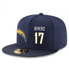 NFL Los Angeles Chargers #17 Philip Rivers Stitched Snapback Adjustable Player Rush Hat - Navy/White