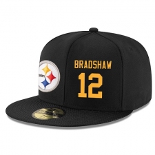 NFL Pittsburgh Steelers #12 Terry Bradshaw Stitched Snapback Adjustable Player Rush Hat - Black/Gold