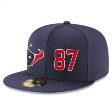 NFL Houston Texans #87 C.J. Fiedorowicz Stitched Snapback Adjustable Player Rush Hat - Navy/Red