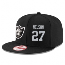NFL Oakland Raiders #27 Reggie Nelson Stitched Snapback Adjustable Player Hat - Black/Silver