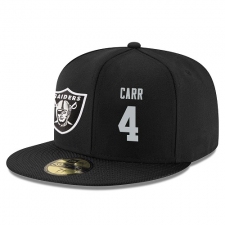 NFL Oakland Raiders #4 Derek Carr Stitched Snapback Adjustable Player Hat - Black/Silver